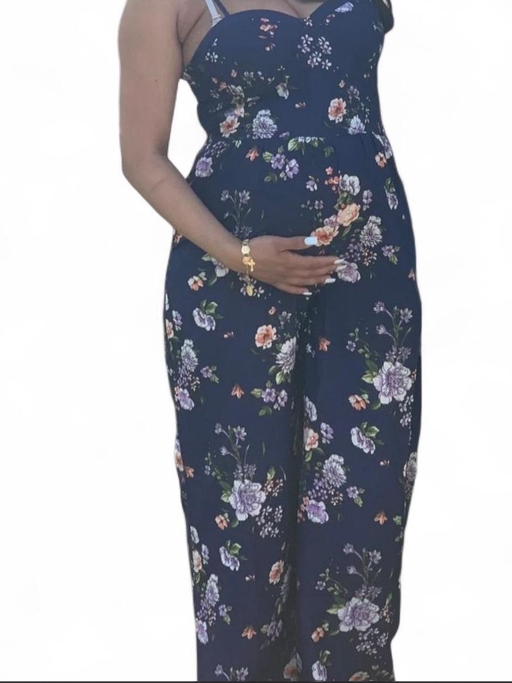 Navy Floral Spaghetti-Strap jumpsuit